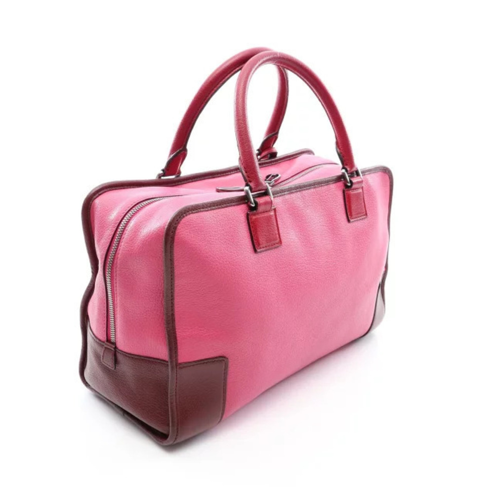 Loewe Leather Pink Red Amazona Handbag Brown Red Brown